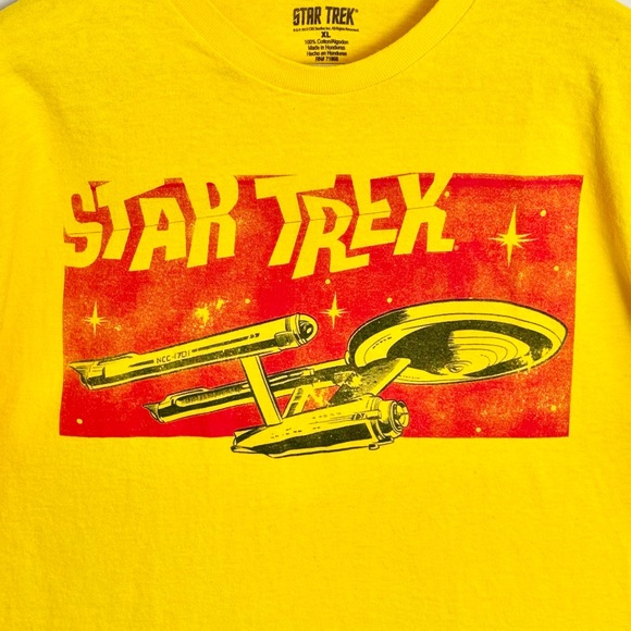 NEW Star Trek Comic Logo Enterprise Yellow Red T Shirt Adult size XL - Picture 4 of 7